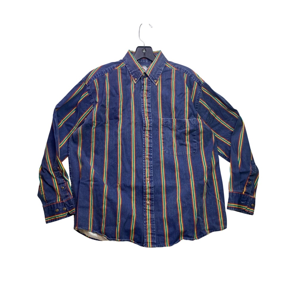 Timber Trail Shirt Mens Medium Brush Popper Chore Country Striped Career